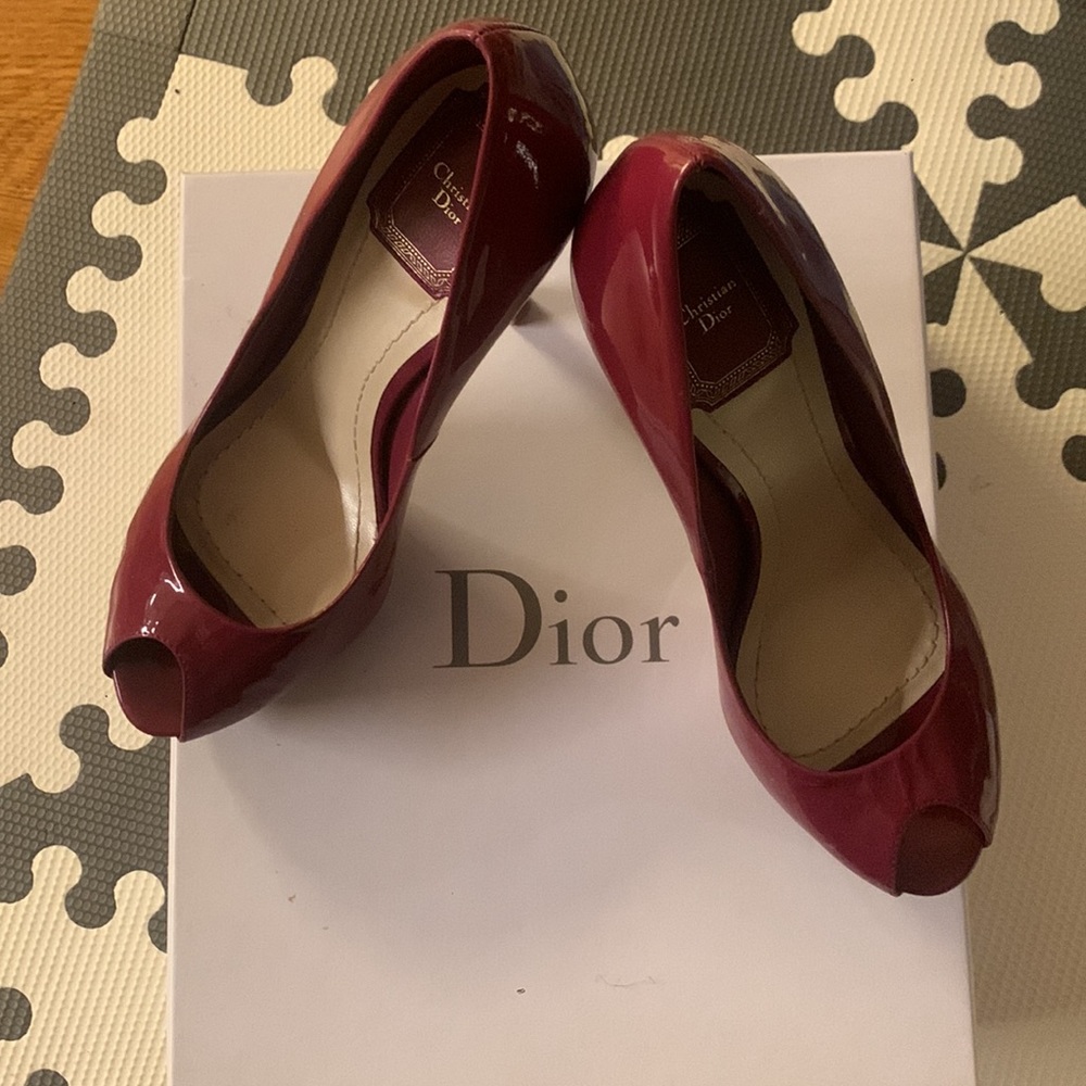Burgundy Dior Peep Toe Pumps! - Picture 8 of 9